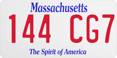 MA license plate 144CG7