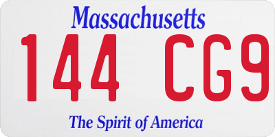 MA license plate 144CG9