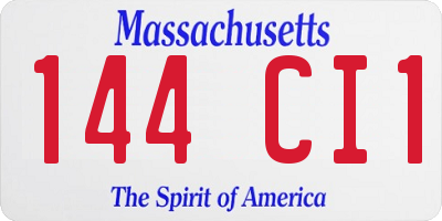 MA license plate 144CI1