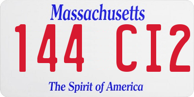 MA license plate 144CI2