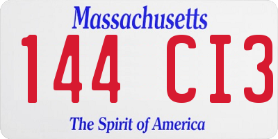 MA license plate 144CI3