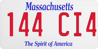 MA license plate 144CI4