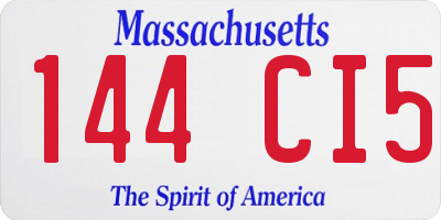 MA license plate 144CI5