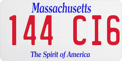 MA license plate 144CI6