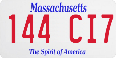 MA license plate 144CI7