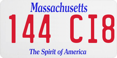 MA license plate 144CI8