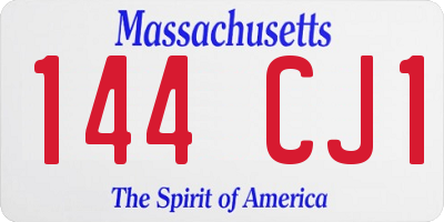 MA license plate 144CJ1