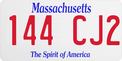 MA license plate 144CJ2