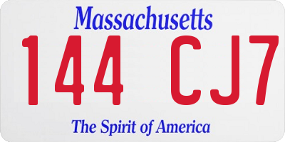 MA license plate 144CJ7