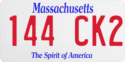 MA license plate 144CK2
