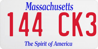 MA license plate 144CK3