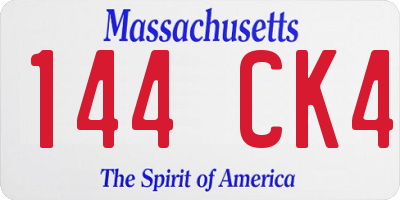 MA license plate 144CK4