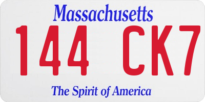 MA license plate 144CK7