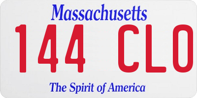 MA license plate 144CL0