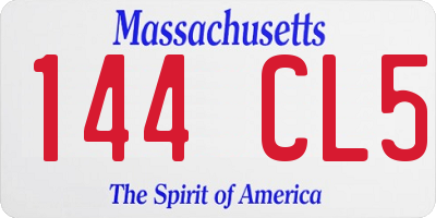 MA license plate 144CL5
