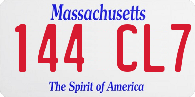 MA license plate 144CL7
