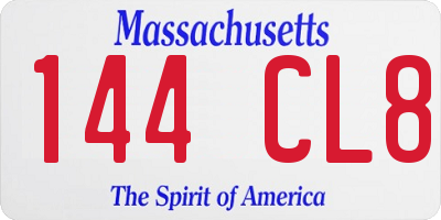 MA license plate 144CL8