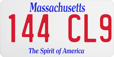 MA license plate 144CL9