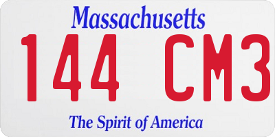 MA license plate 144CM3