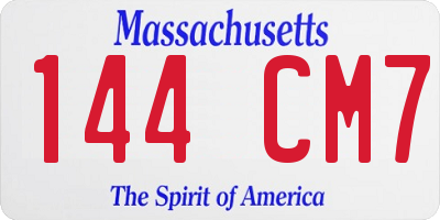 MA license plate 144CM7