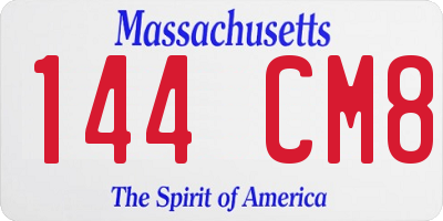 MA license plate 144CM8
