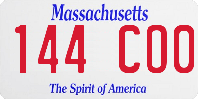 MA license plate 144CO0