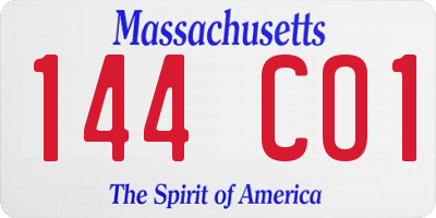 MA license plate 144CO1