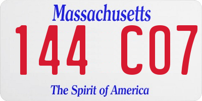 MA license plate 144CO7