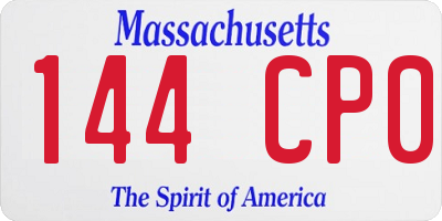 MA license plate 144CP0