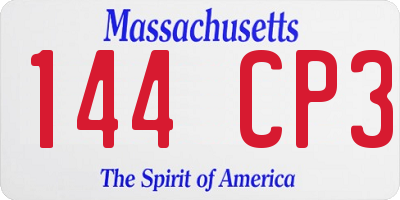 MA license plate 144CP3
