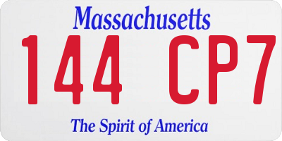 MA license plate 144CP7