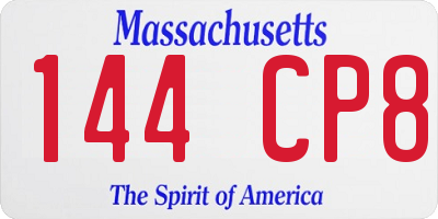 MA license plate 144CP8
