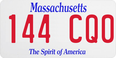 MA license plate 144CQ0