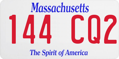 MA license plate 144CQ2