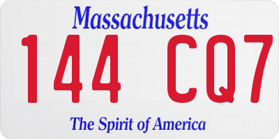 MA license plate 144CQ7