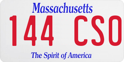 MA license plate 144CS0