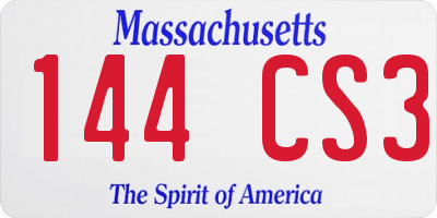 MA license plate 144CS3