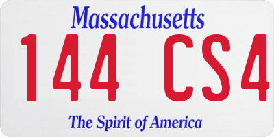 MA license plate 144CS4