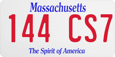 MA license plate 144CS7