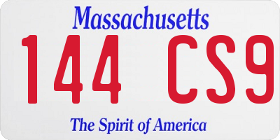 MA license plate 144CS9