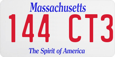 MA license plate 144CT3