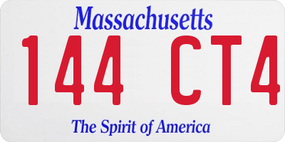 MA license plate 144CT4