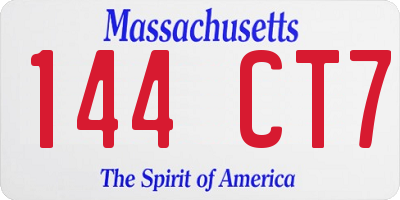MA license plate 144CT7