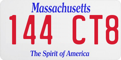 MA license plate 144CT8