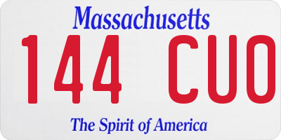 MA license plate 144CU0