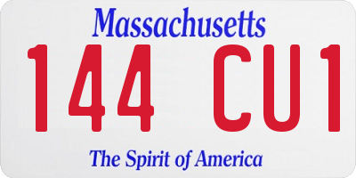 MA license plate 144CU1