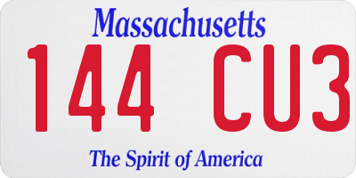 MA license plate 144CU3