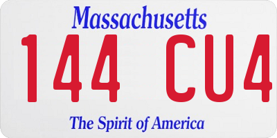 MA license plate 144CU4