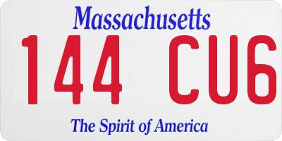MA license plate 144CU6