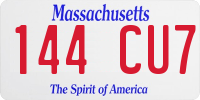 MA license plate 144CU7